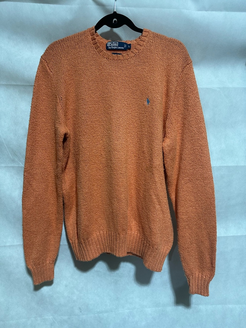Vintage Polo Ralph Lauren Sweater Mens Sz L 100% Cotton Orange Pullover Preppy